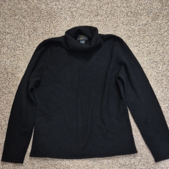 Pure Cashmere Sweaters - Pure Cashmere Black Turtleneck Sweater 100% Cashmere Size Large